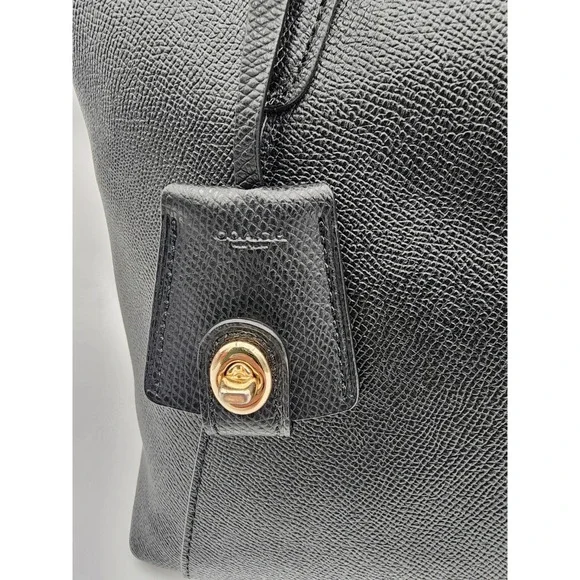 Coach Ava Tote Crossgrain Black Leather Shoulder Bag with Gold F57526 - Picture 14 of 15